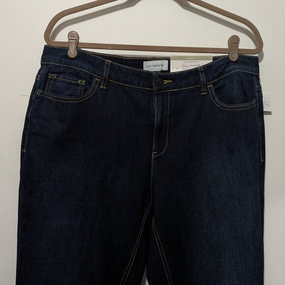 Liz Claiborne Dark Blue Denim Women's Curvy Fit Skinny Leg Jeans - Picture 1 of 4